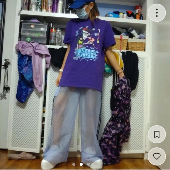 Adidas Deadstock Lilac Mesh Sheer Track Pants Shorts Included - Picture 3 of 4